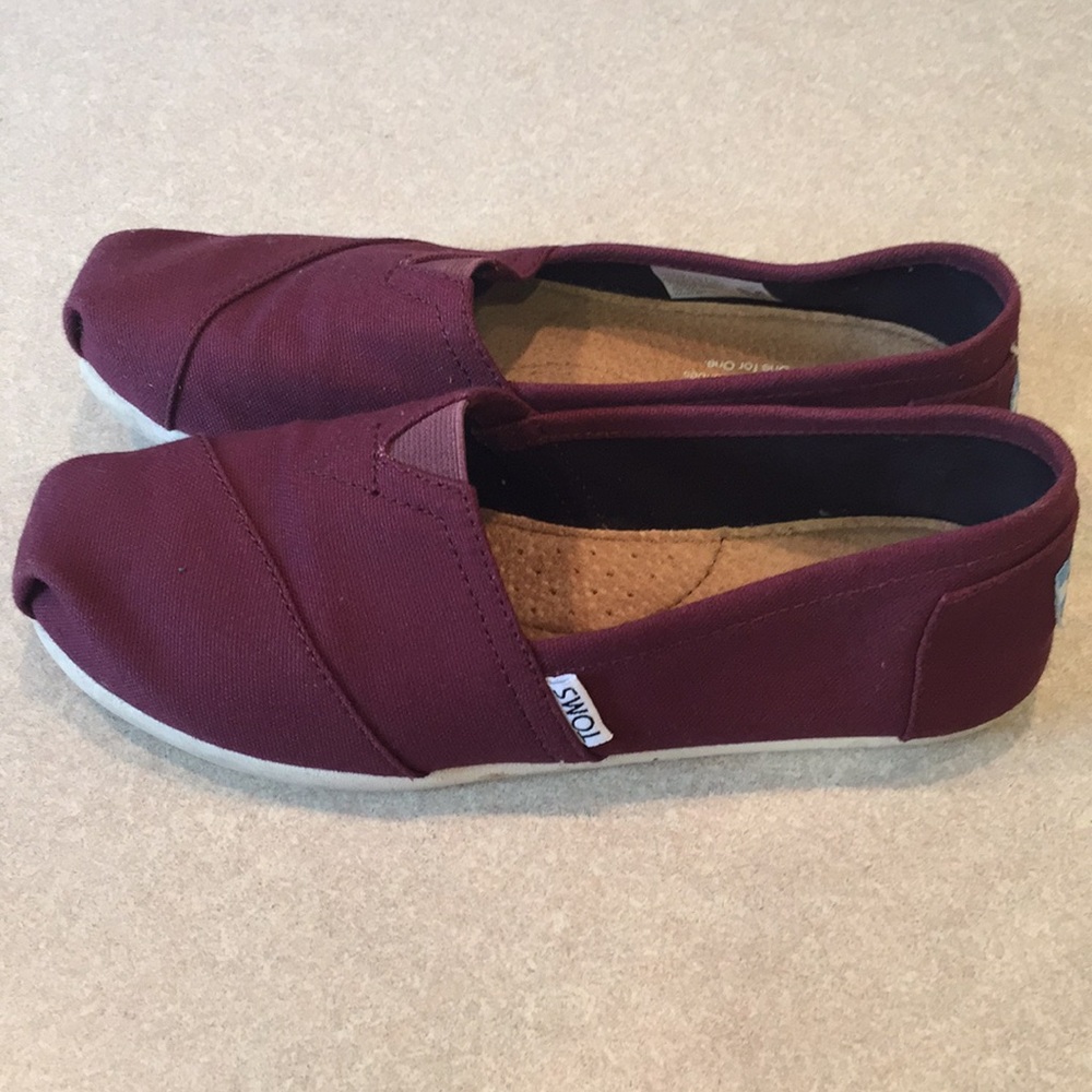 TOMS Maroon Canvas Slip On